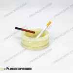 زیرسیگاری استوانه‌ای فنری سنگ مرمر نباتی قهوه ای