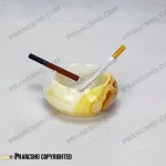 زیرسیگاری گرد کروی سنگ مرمر نباتی قهوه‌ای