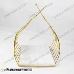 استند سنگی سرو طرح سبد پیازی طلایی مربع سنگ سفید ازنا