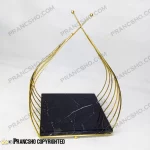 استند سنگی سرو طرح سبد پیازی طلایی مربع سنگ مشکی خط سفید