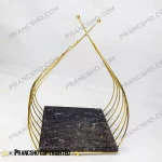 استند سنگی سرو طرح سبد پیازی طلایی مربع سنگ مشکی خط طلایی