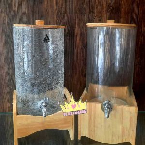 کلمن شیشه ای استوانه ای با پایه چوبی