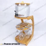 کلمن بار شیشه ای 6 نفره طرح هایکا با گیلاس (جام) و شات