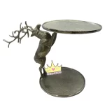 استند شیرینی خوری دو طبقه گوزن ایستاده نقره ای