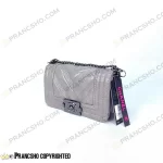 کیف پاسپورتی شنل مدل گلدوزی هفتی کوچک خاکستری روشن