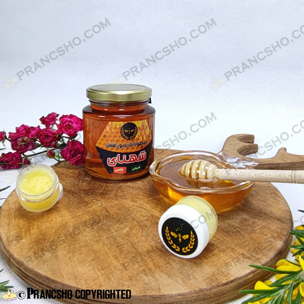 معجون مخلوط ژل رویال و عسل گون گز طبیعی زنبور عسل شهنای