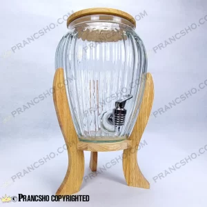 کلمن شیشه ای پایه چوبی طرح پینار شیشه ساده