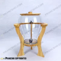 کلمن شیشه ای پایه چوبی دسته دار طرح کاچار شیشه ساده