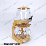 کلمن بار شیشه ای 6 نفره طرح اولگا با گیلاس (جام) و شات شیشه ساده