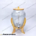 کلمن شیشه ای پایه چوبی طرح پینار شیشه الماسی