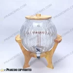 کلمن شیشه ای پایه چوبی دسته دار طرح کانو شیشه الماسی (ترک دار)