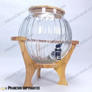 کلمن شیشه ای پایه چوبی دسته دار طرح کانو شیشه ساده
