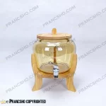 کلمن یک طبقه شیشه‌ای اولگا پایه چوبی بلند جدید شیشه شامپاینی