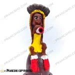 جا عودی کوتاه پایه سفالی طرح سرخ پوست سیگاری