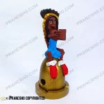 جا عودی کوتاه پایه سفالی طرح سرخ پوست پیپ دار