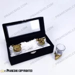 ست هدیه شات حیوانات طلایی 3 عددی با جعبه کادویی مخمل مشکی