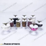 پاسماوری 10 تکه شیشه الماسی با پایه و در فلزی سفید