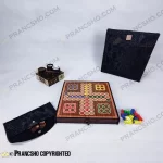 مجموعه بازی های مسافرتی باکس چوبی با کیف چرمی و زیر سیگاری سنتی