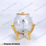 کلمن شیشه ای پایه چوبی دسته دار طرح ماکان شیشه الماسی