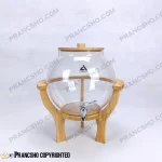 کلمن شیشه ای پایه چوبی دسته دار طرح ماکان شیشه ساده