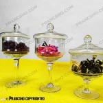 کندی سه سایز استوانه ای پایه بلند بلور ایستاده