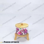 کندی یک طبقه شیشه ای استوانه ای پایه چوبی