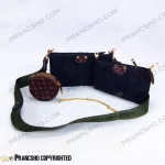 سه کیف دوشی لویی ویتون (LV) مشکی بند بلند سبز
