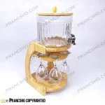 کلمن بار شیشه ای 6 نفره طرح هایکا کوتاه با گیلاس (جام) و شات شیشه ساده