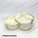 استند پذیرایی دو طبقه سنگی ساده نقره‌ای سنگ مرمر نباتی قهوه‌ای