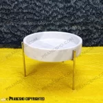 آجیل خوری سنگی پایه میخی نقره‌ای سنگ سفید ازنا