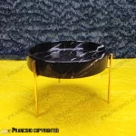 آجیل خوری سنگی پایه میخی طلایی سنگ مشکی خط سفید