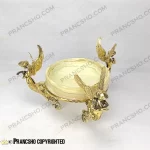 آجیل خوری سنگ مرمر نباتی قهوه‌ای با پایه برنجی طرح آنجل