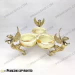 اردور خوری سه خانه سنگ مرمر نباتی قهوه‌ای با پایه برنجی طرح آنجل