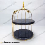 استند سنگی قفس و پروانه پروانه دو طبقه سنگ مشکی خط سفید