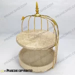 استند میوه و شیرینی سنگی قفس و پروانه دو طبقه سنگ پارادایس نسکافه‌ای
