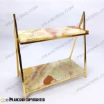 استند سنگی دو طبقه طرح ایفل طلایی سنگ مرمر نباتی قهوه‌ای