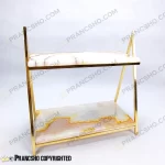 استند سنگی دو طبقه طرح ایفل طلایی سنگ مرمر کرم قهوه‌ای