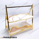 استند سنگی دو طبقه طرح ایفل دسته دار سنگ مرمر کرم قهوه‌ای