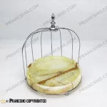 استند سنگی لبه دار قفس و پروانه پروانه یک طبقه نقره‌ای سنگ مرمر نباتی قهوه‌ای