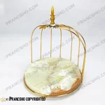 استند سنگی قفس و پروانه پروانه یک طبقه طلایی سنگ مرمر نباتی قهوه‌ای