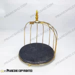 استند سنگی قفس و پروانه پروانه یک طبقه طلایی سنگ مشکی خط سفید