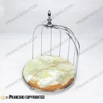 استند سنگی قفس و پروانه پروانه یک طبقه نقره‌ای سنگ مرمر نباتی قهوه‌ای