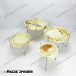 ست پذیرایی استوانه‌ای سنگی با پایه میخی نقره‌ای سنگ مرمر نباتی قهوه‌ای