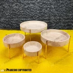 ست پذیرایی استوانه‌ای سنگی با پایه میخی طلایی سنگ پارادایس نسکافه‌ای