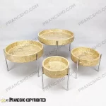 ست پذیرایی استوانه‌ای سنگی با پایه میخی نقره‌ای سنگ پارادایس نسکافه‌ای