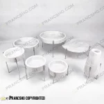 ست ظروف پذیرایی سنگی پایه میخی نقره‌ای سنگ سفید ازنا