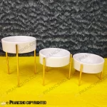 ست سه عددی شکلات خوری سنگی با پایه میخی طلایی سنگ سفید ازنا