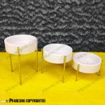 ست سه عددی شکلات خوری سنگی با پایه میخی نقره‌ای سنگ سفید ازنا