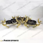 سرویس پذیرایی سنگ مشکی خط سفید با پایه برنجی طرح آنجل