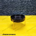 شکلات خوری بزرگ سنگی پایه میخی طلایی سنگ مشکی خط سفید